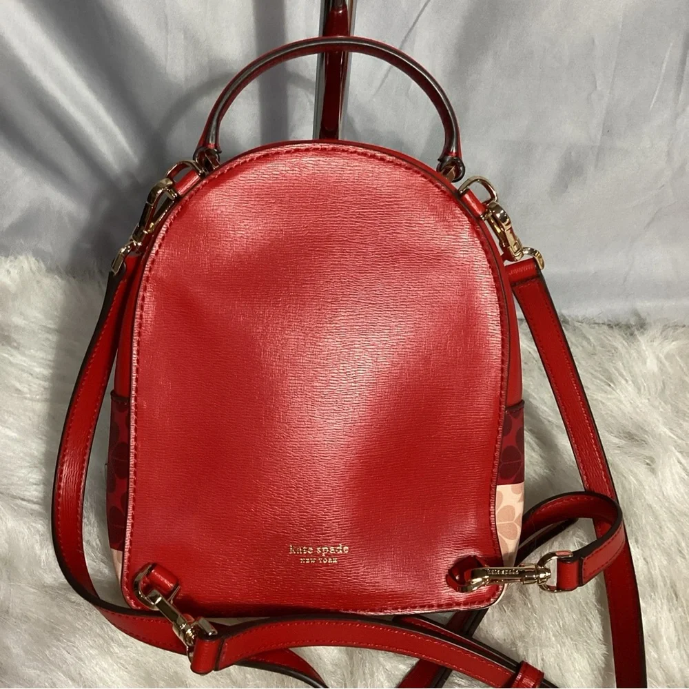 Kate Spade x Tom & Jerry Convertible Red Leather Mini Backpack EUC - Picture 8 of 15